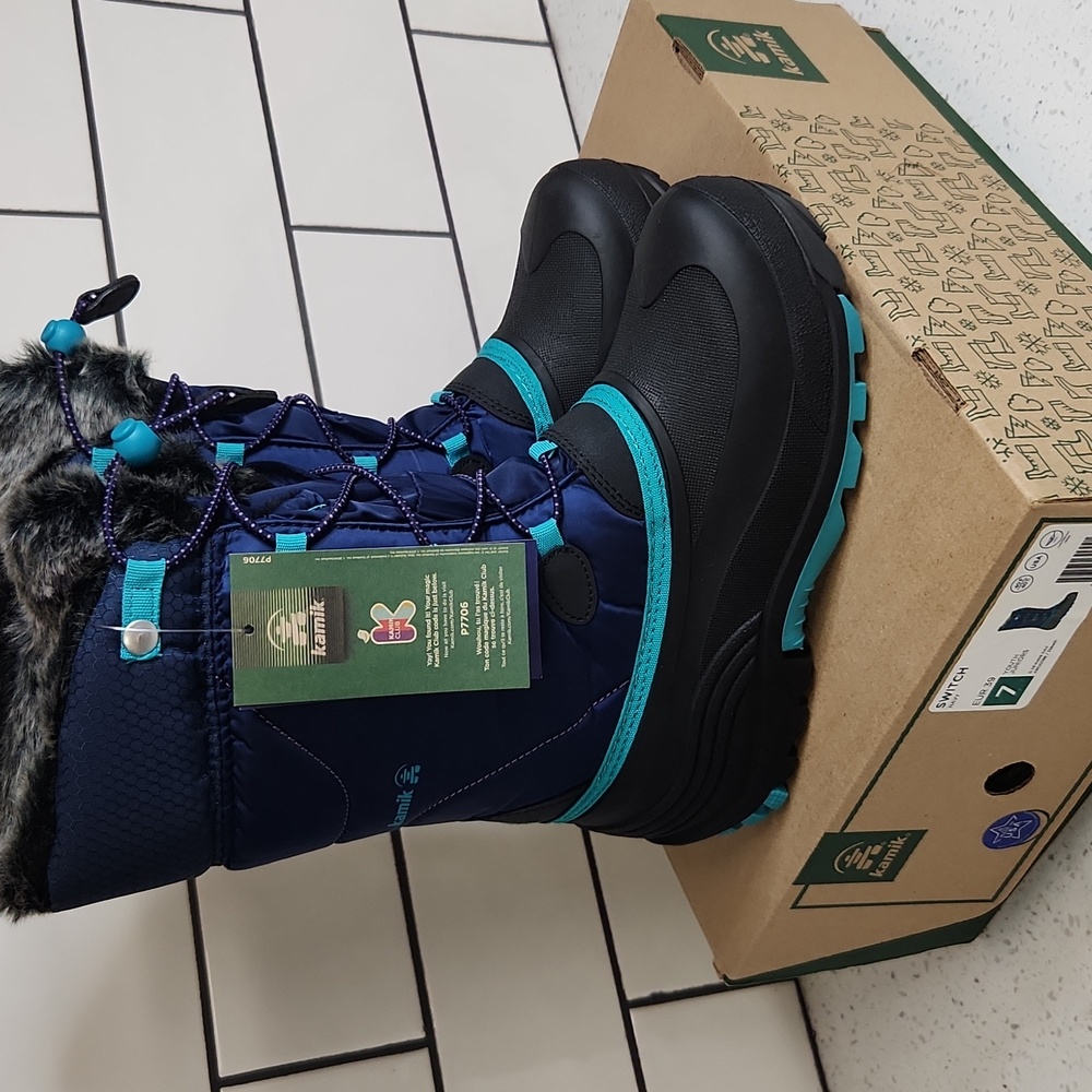 Kamik Kids Black and Blue Winter Boots